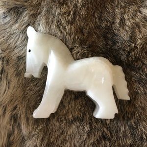 White Onyx Carved Horse Figurine